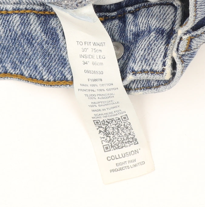 Collusion Blue Distressed Boyfriend Jeans L Women