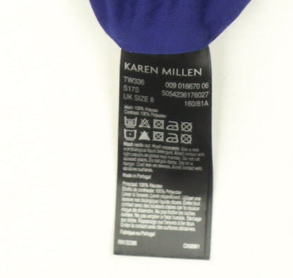 Karen Millen Blue Viscose Blouse - Size 8 - Long Sleeve