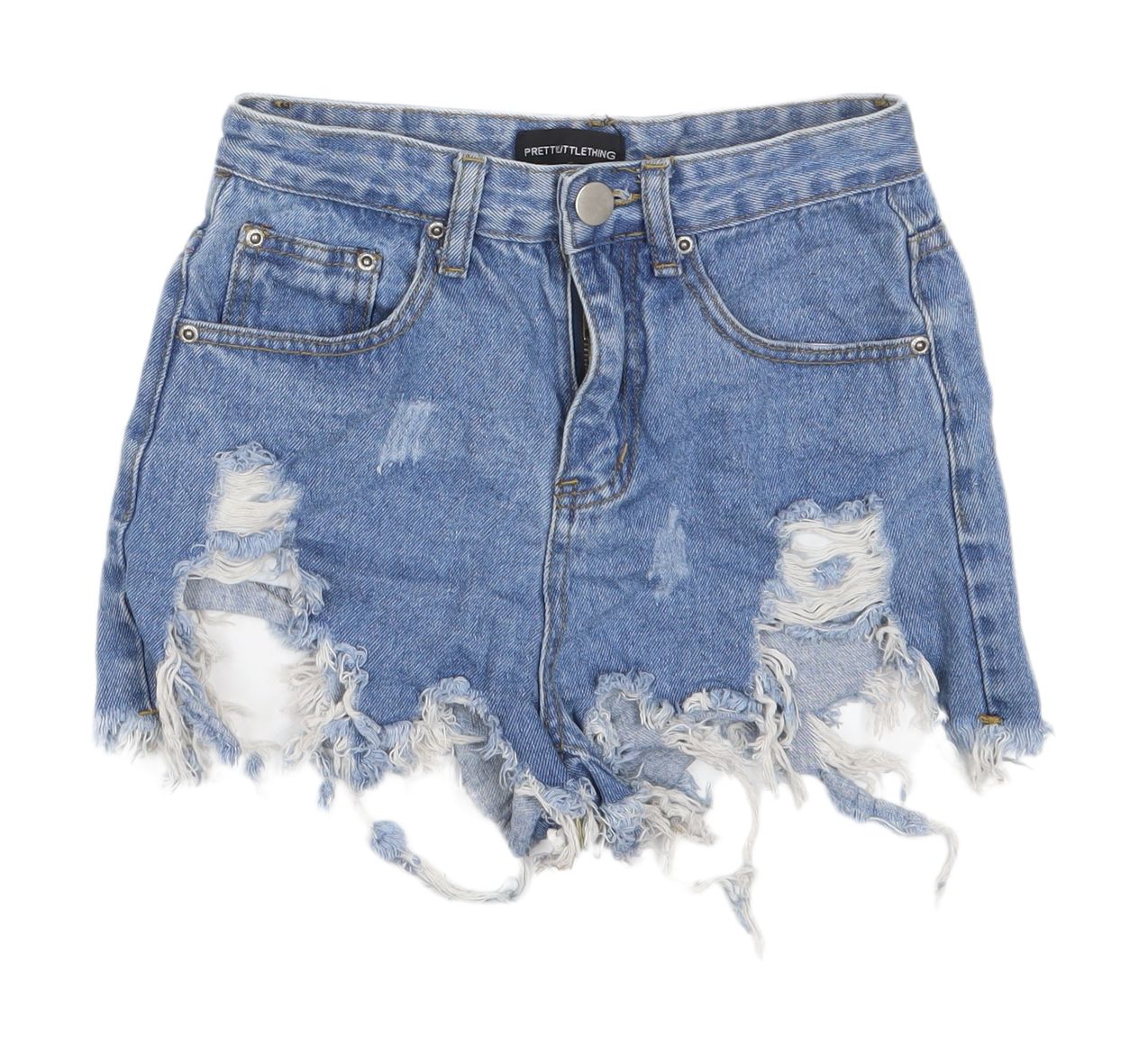 PrettyLittleThing Women's Blue Cut-Off Denim Shorts UK 4