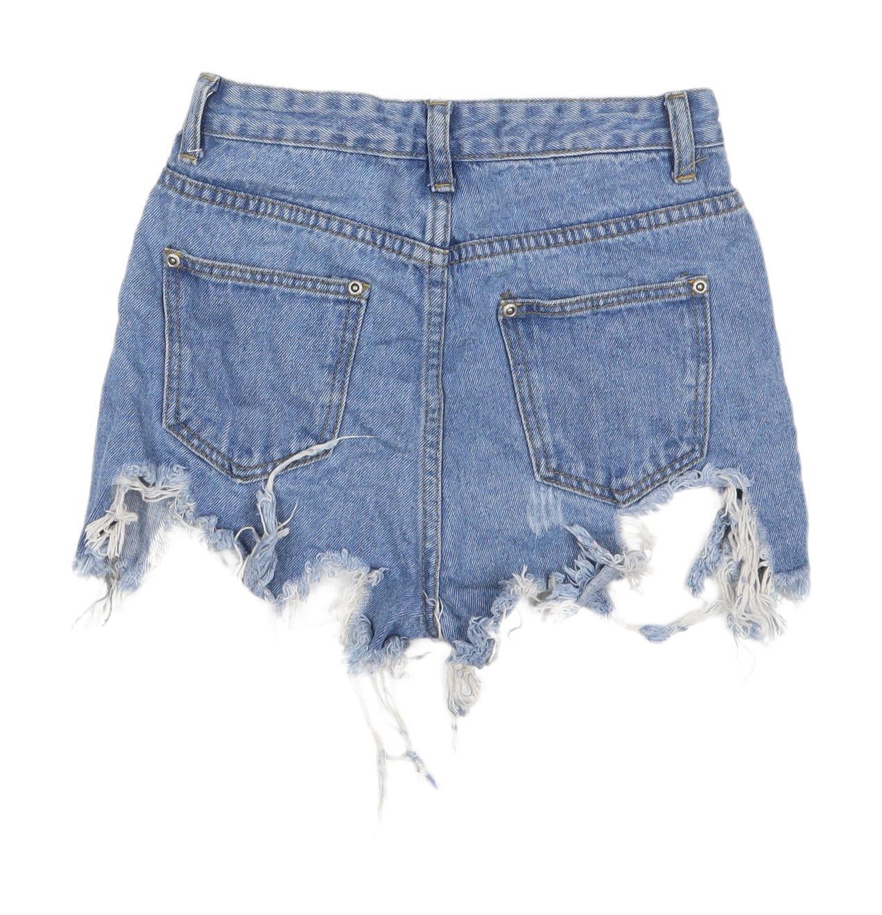 PrettyLittleThing Women's Blue Cut-Off Denim Shorts UK 4