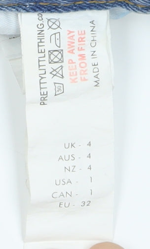 PrettyLittleThing Women's Blue Cut-Off Denim Shorts UK 4