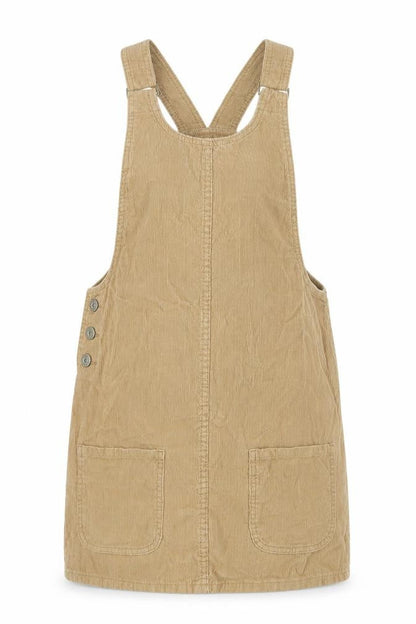 Denim Co. Beige Pinafore Dress, 100% Cotton, Size 8