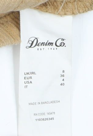 Denim Co. Beige Pinafore Dress, 100% Cotton, Size 8