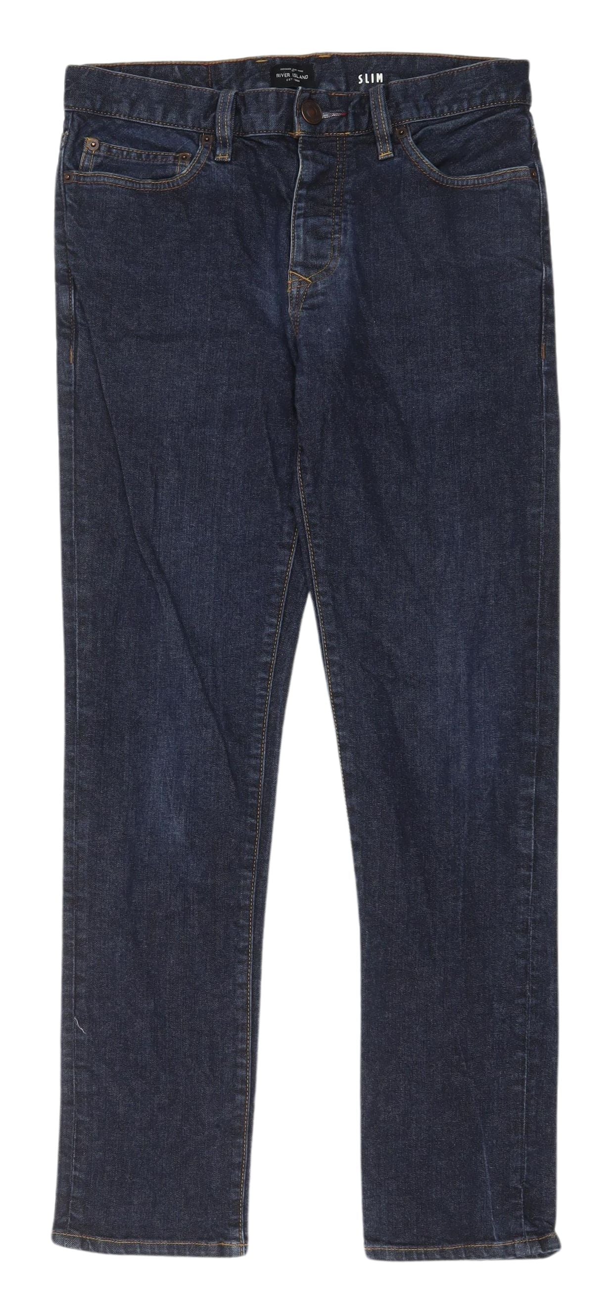Mens UK Size M River Island Slim Fit Slim Blue Jeans