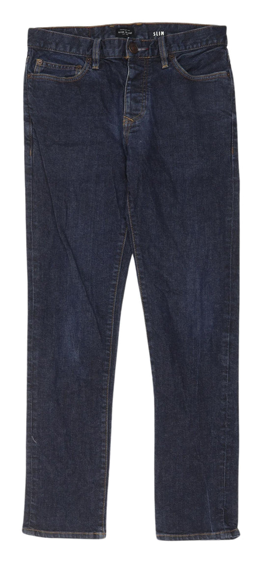Mens UK Size M River Island Slim Fit Slim Blue Jeans