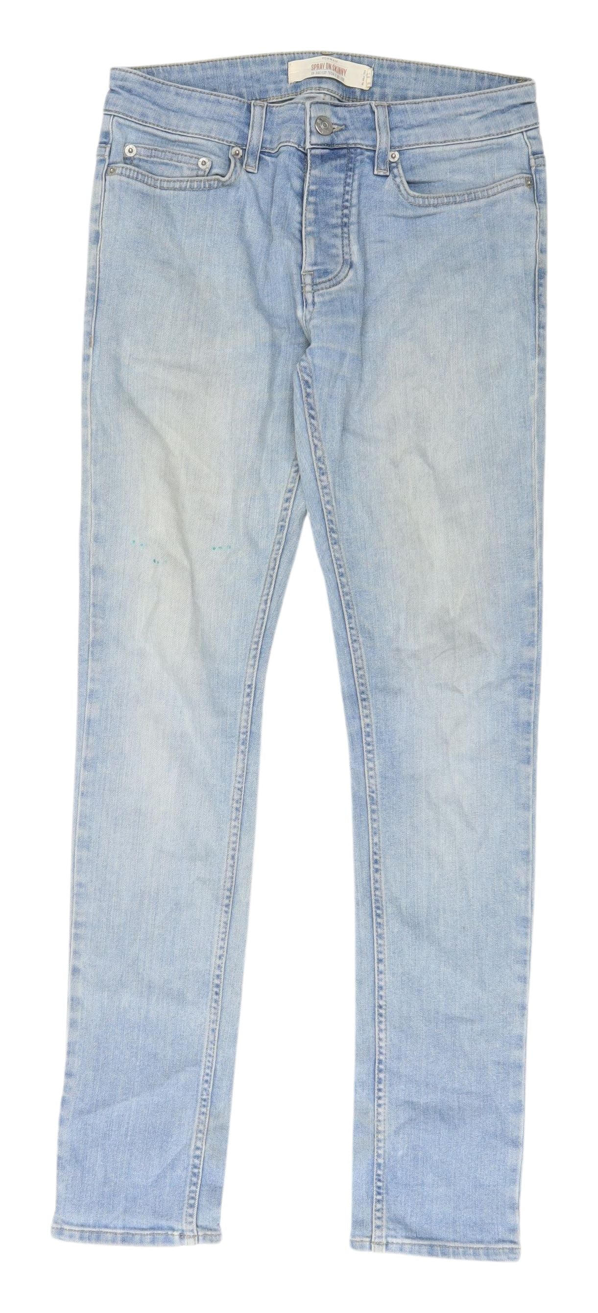 Mens UK Size S Topman Skinny Fit Skinny Blue Jeans
