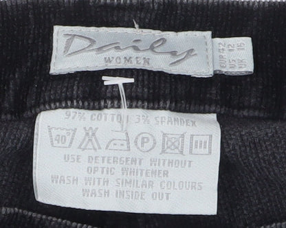 Daily Women's Black Straight Corduroy Trousers Size 12