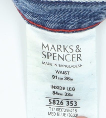 Marks and Spencer Men's Blue Straight Jeans, Size 36
