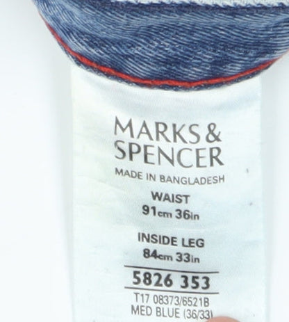 Marks and Spencer Men's Blue Straight Jeans, Size 36