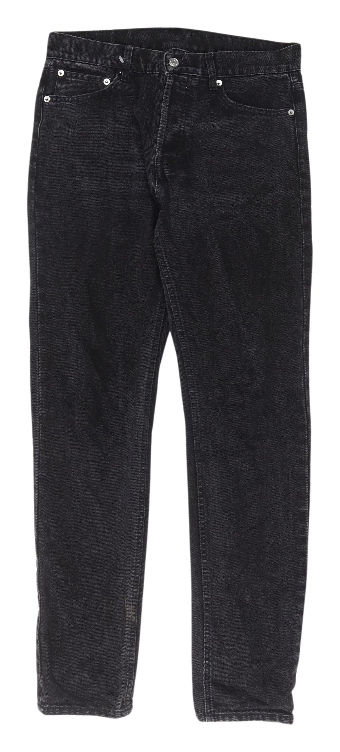 Unisex Adultss UK Size L Weekday Regular Fit Tapered Black Jeans