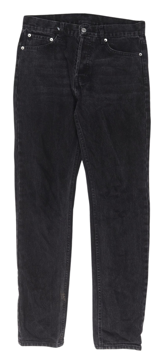 Unisex Adultss UK Size L Weekday Regular Fit Tapered Black Jeans