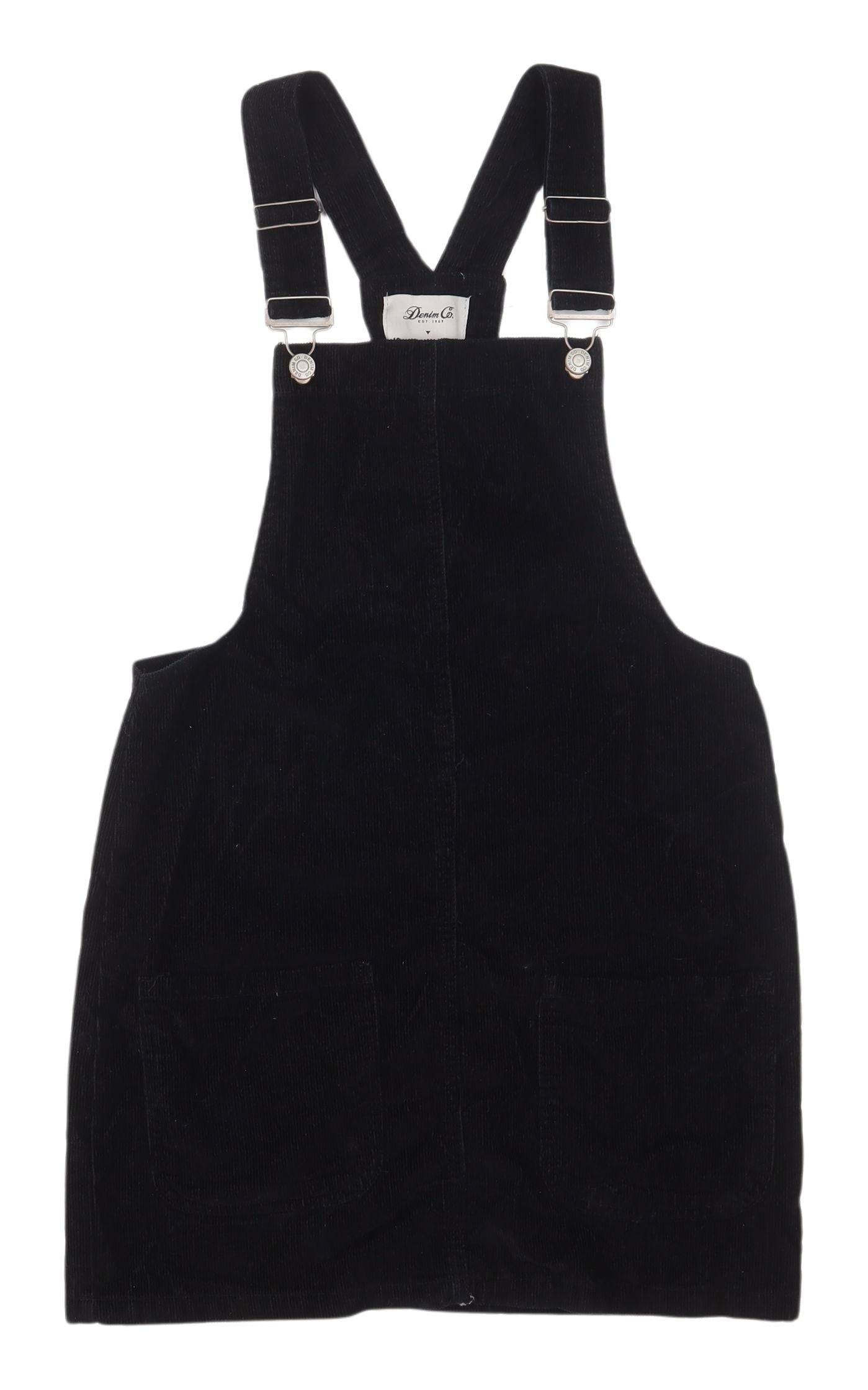 Denim Co Women's Black Pinafore Dress UK 10 Corduroy