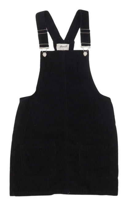 Denim Co Women's Black Pinafore Dress UK 10 Corduroy