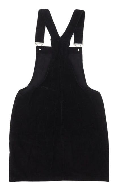 Denim Co Women's Black Pinafore Dress UK 10 Corduroy