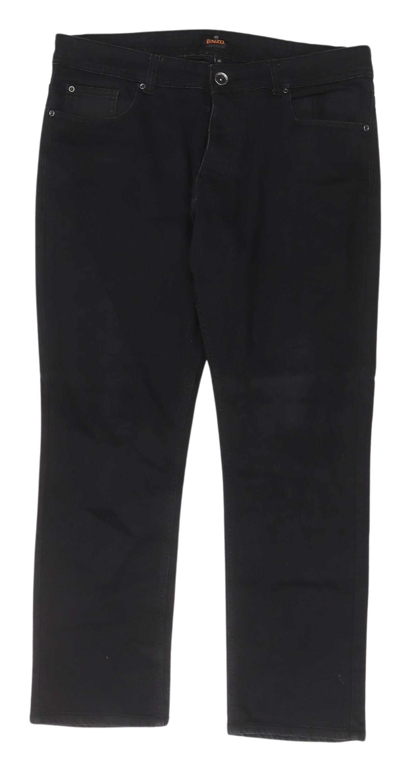 Enzo Men's Black Straight Jeans 34S Regular Fit