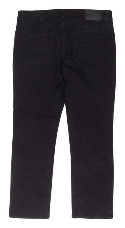 Enzo Men's Black Straight Jeans 34S Regular Fit