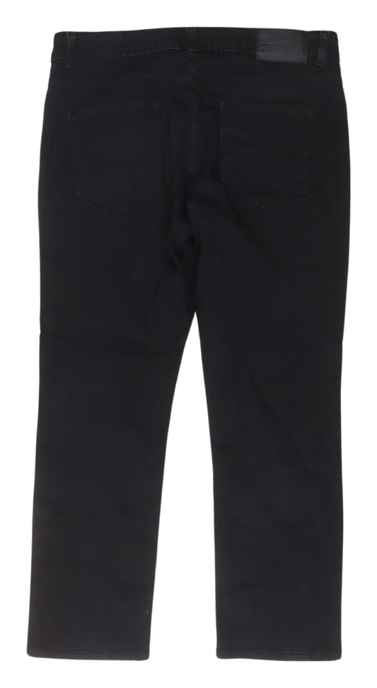 Enzo Men's Black Straight Jeans 34S Regular Fit