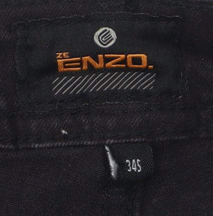 Enzo Men's Black Straight Jeans 34S Regular Fit