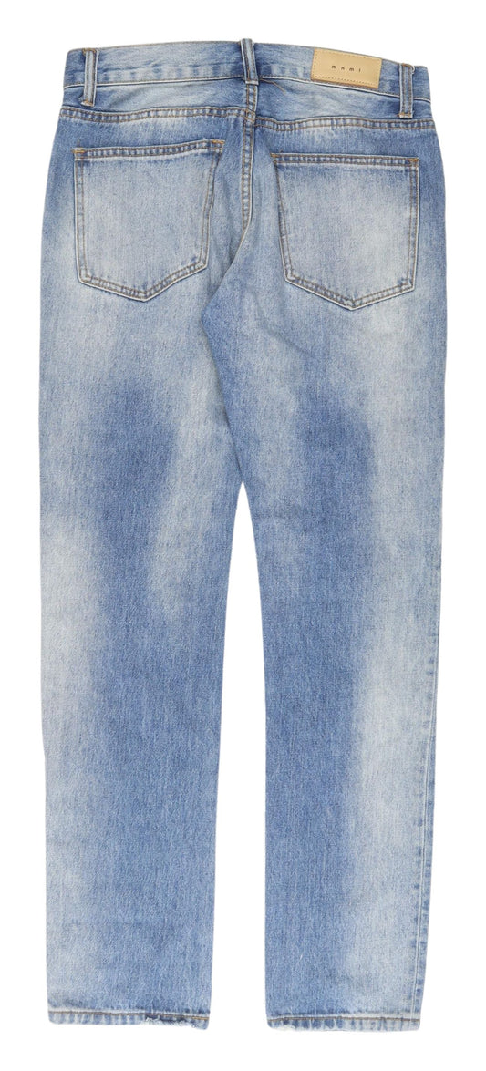 MNML Men's Light Blue Distressed Straight Jeans