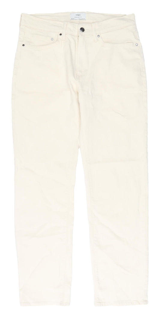 Marks and Spencer Men's Ivory Straight Jeans 32