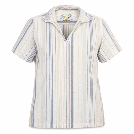 Front view of Topman Multicoloured Striped T-Shirt, M