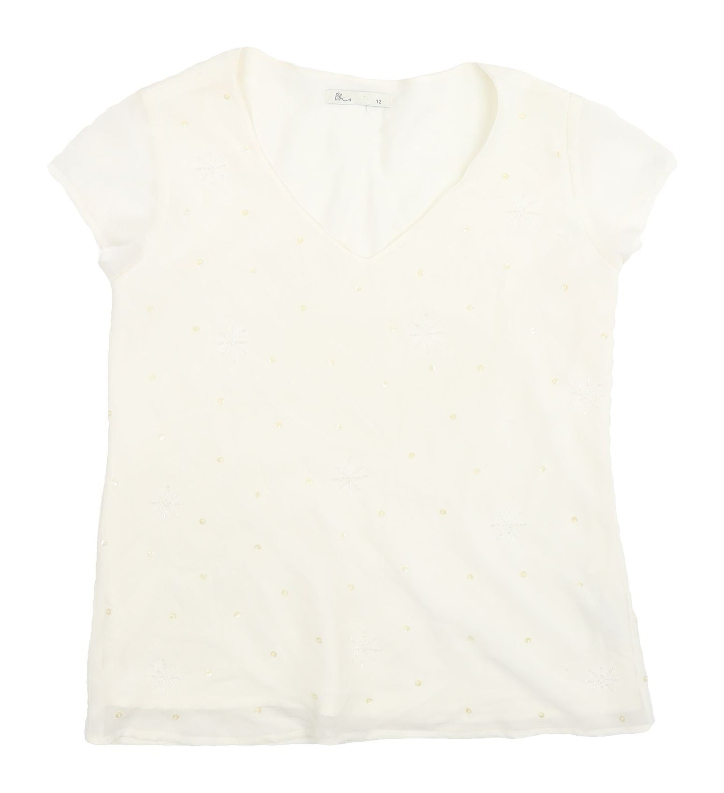 Womens UK Size 12 BHS White Basic T-Shirt