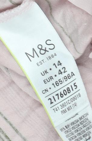 Womens UK Size 14 Marks and Spencer Pink Basic T-Shirt