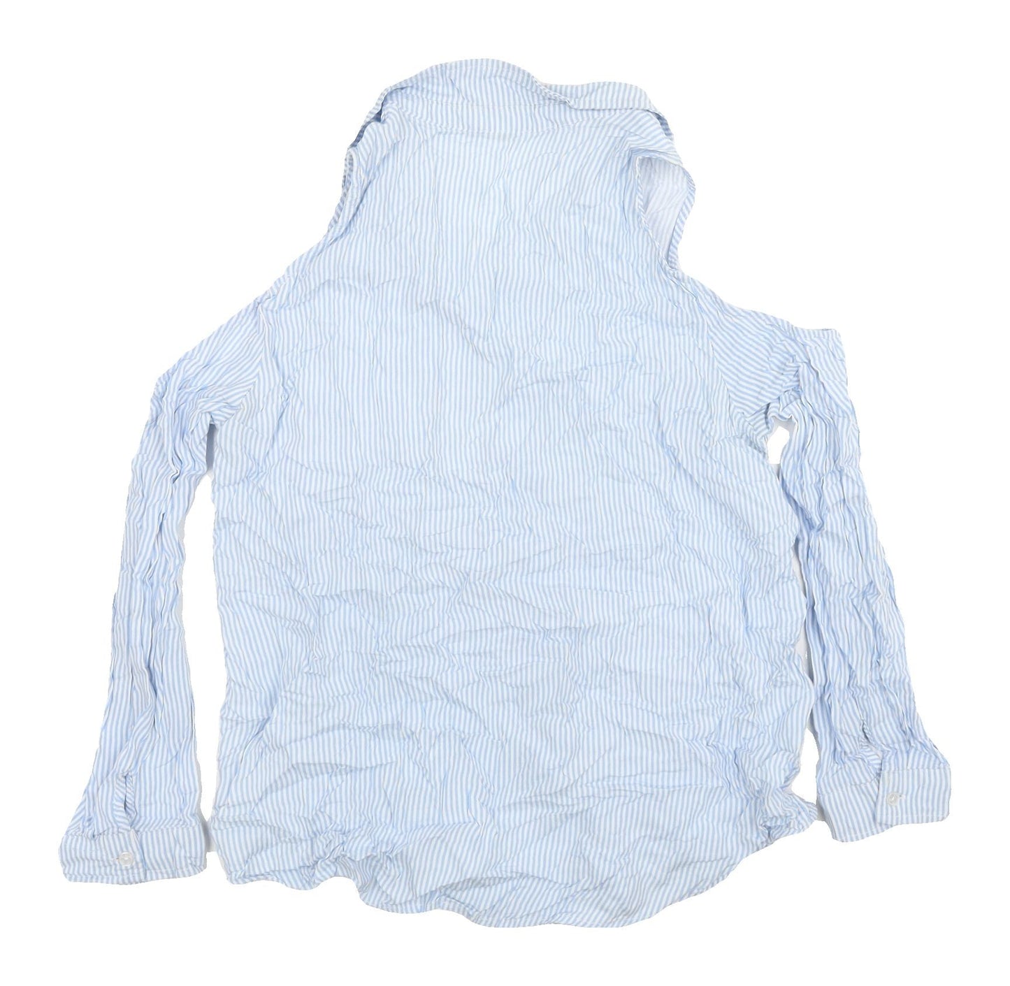 Ambiance Women's M Blue Striped Cold Shoulder Shirt