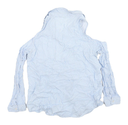 Ambiance Women's M Blue Striped Cold Shoulder Shirt