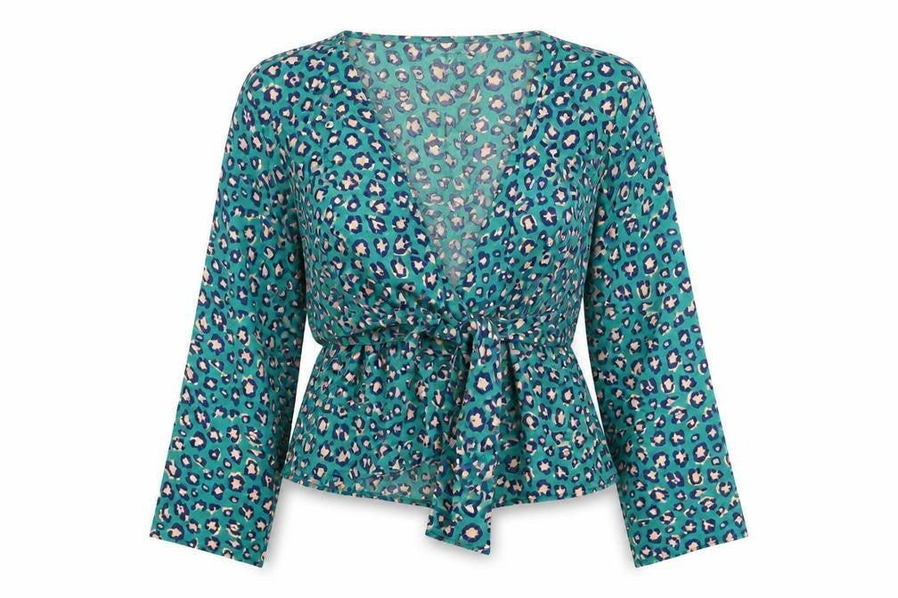 Womens UK Size 8 Boohoo Blue Wrap Blouse
