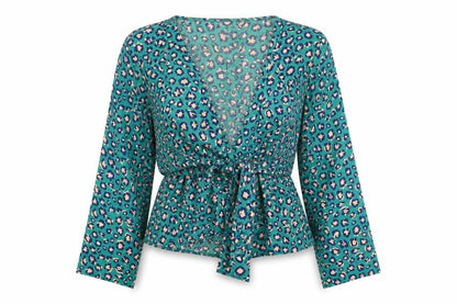 Womens UK Size 8 Boohoo Blue Wrap Blouse