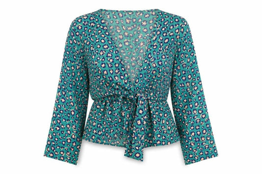 Womens UK Size 8 Boohoo Blue Wrap Blouse