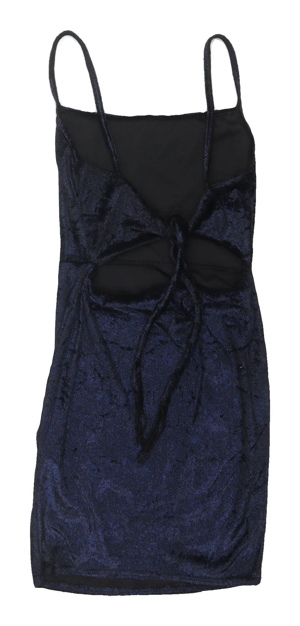 PrettyLittleThing Blue Velvet Bodycon Dress UK 8