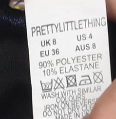 PrettyLittleThing Blue Velvet Bodycon Dress UK 8