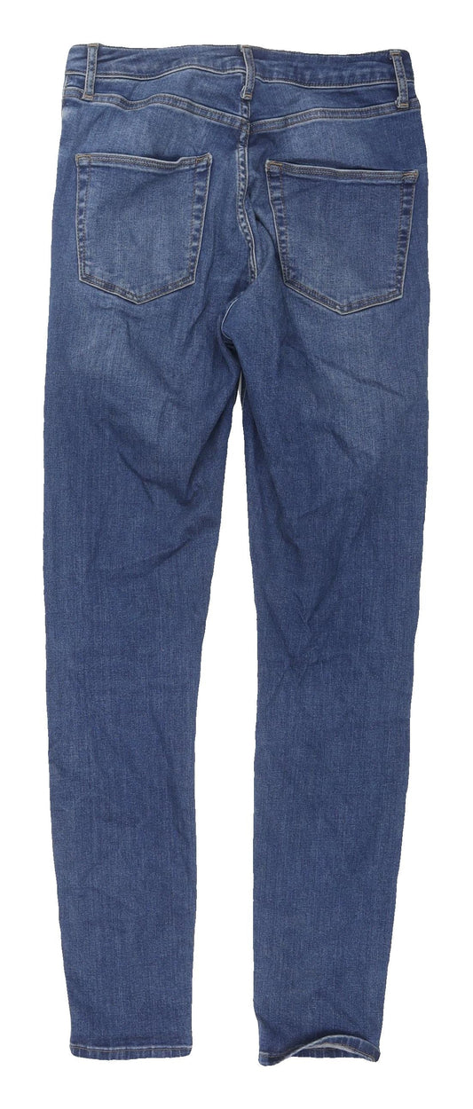 Topshop Women's Blue Skinny Distressed Jeans - Size 28
