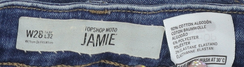 Topshop Women's Blue Skinny Distressed Jeans - Size 28