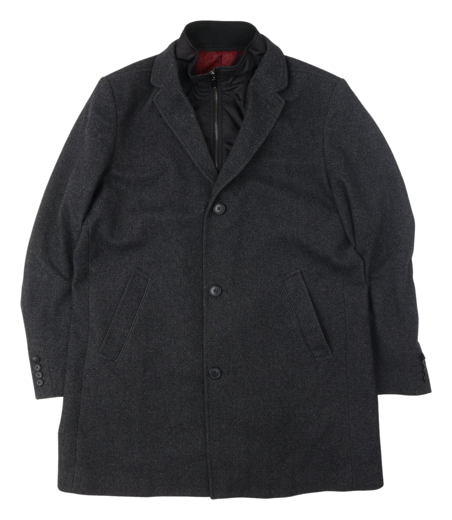 Hafnium Unisex Black Wool Blend Long Overcoat Size 30