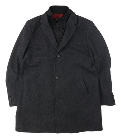 Hafnium Unisex Black Wool Blend Long Overcoat Size 30