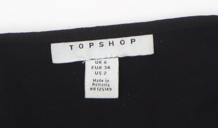 Womens UK Size 6 Topshop Black Kimono Blouse