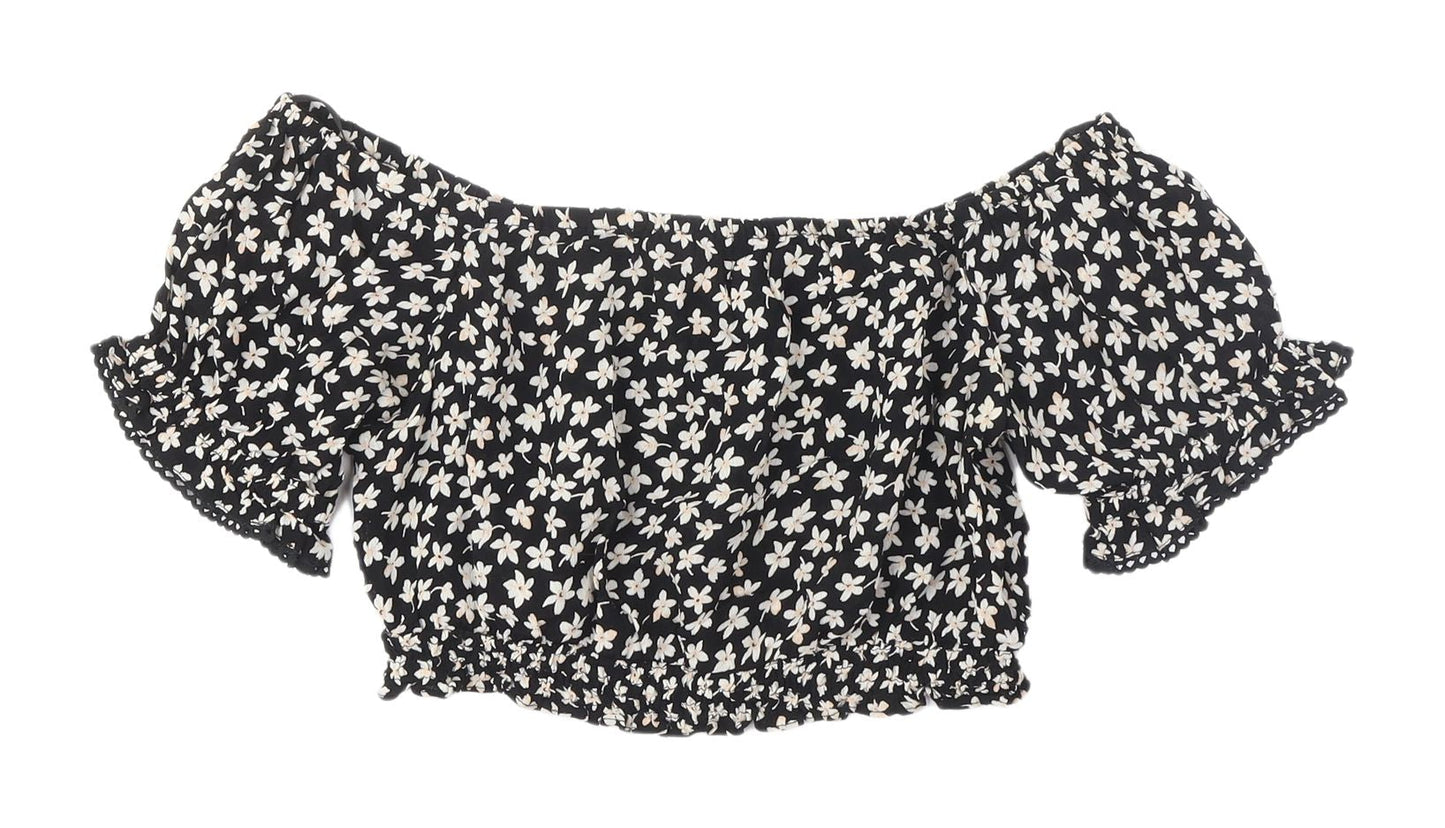 Womens UK Size 8 Miss Selfridge Black Cropped Blouse