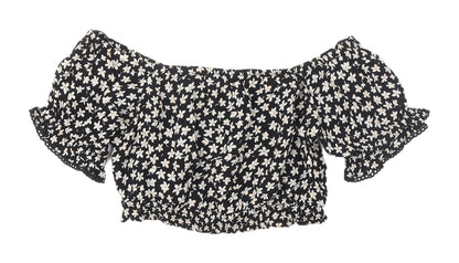 Womens UK Size 8 Miss Selfridge Black Cropped Blouse