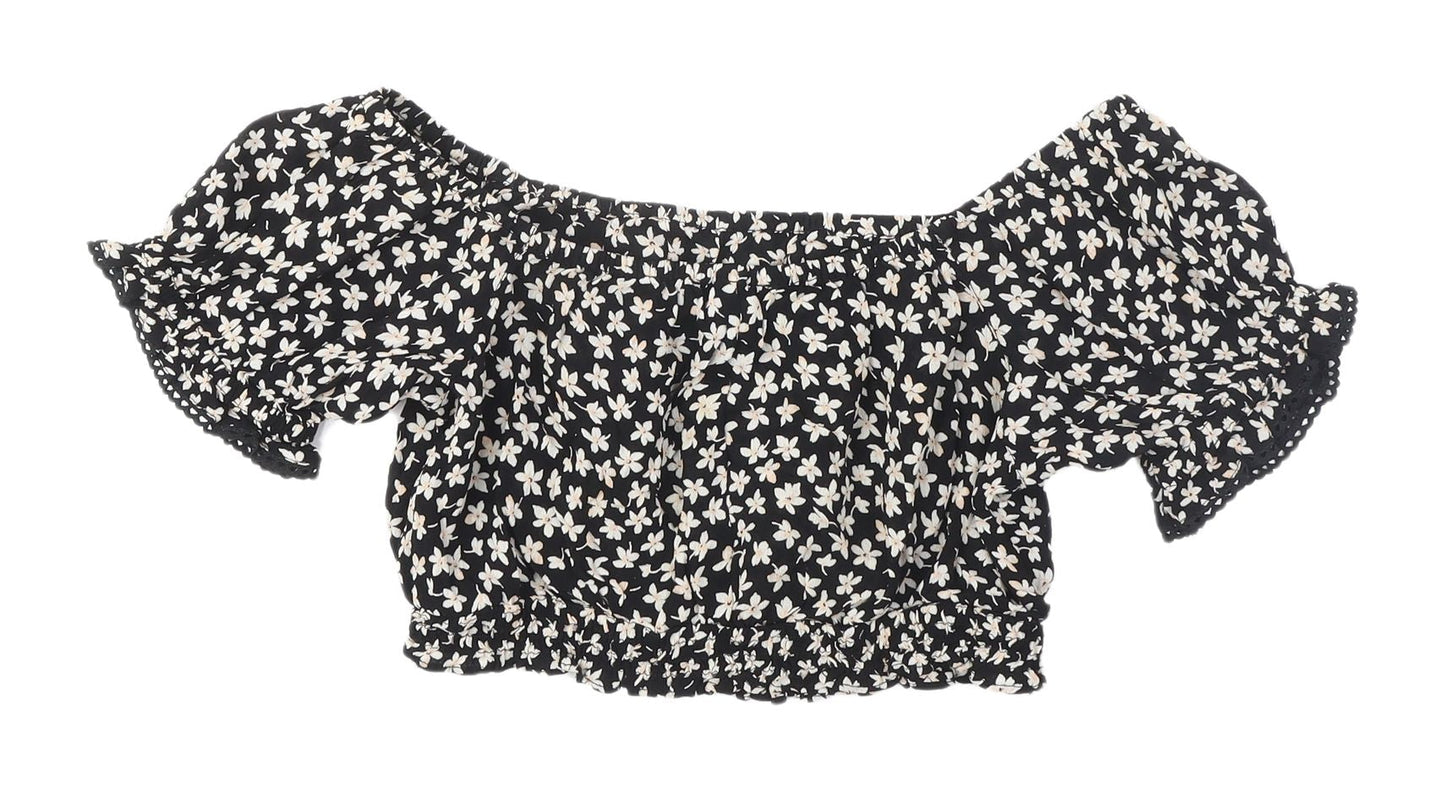 Womens UK Size 8 Miss Selfridge Black Cropped Blouse