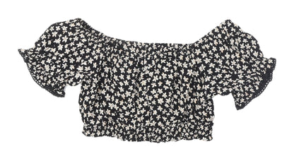 Womens UK Size 8 Miss Selfridge Black Cropped Blouse
