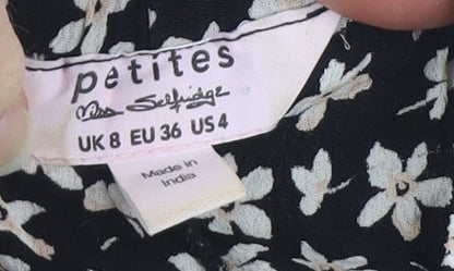 Womens UK Size 8 Miss Selfridge Black Cropped Blouse