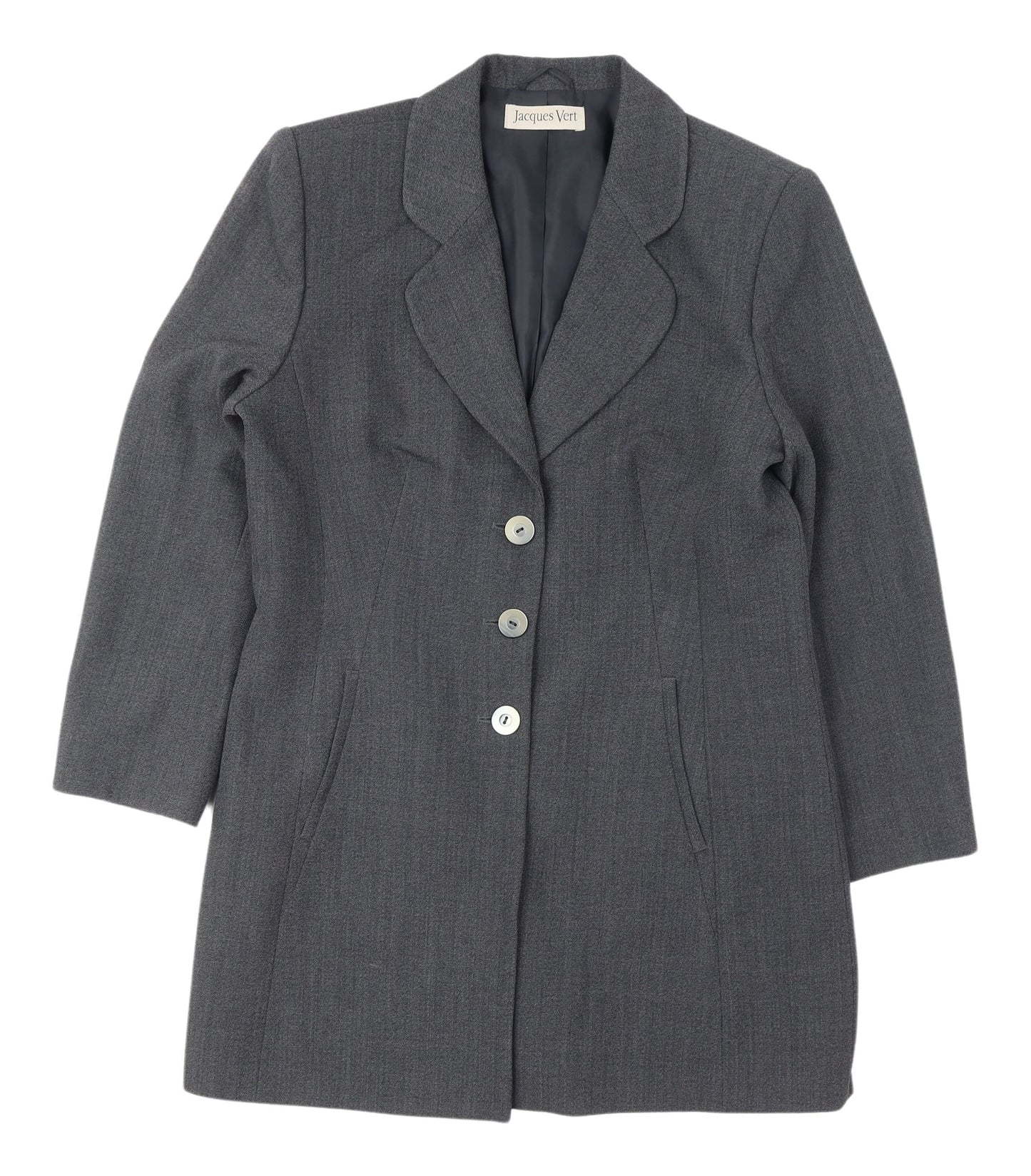 Jacques Vert Women's Grey Mid-Length Coat - Size 12