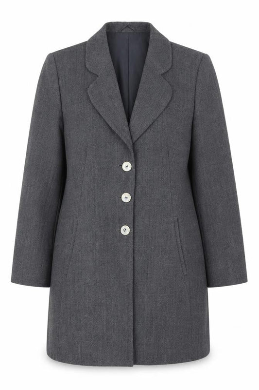 Jacques Vert Women's Grey Mid-Length Coat - Size 12