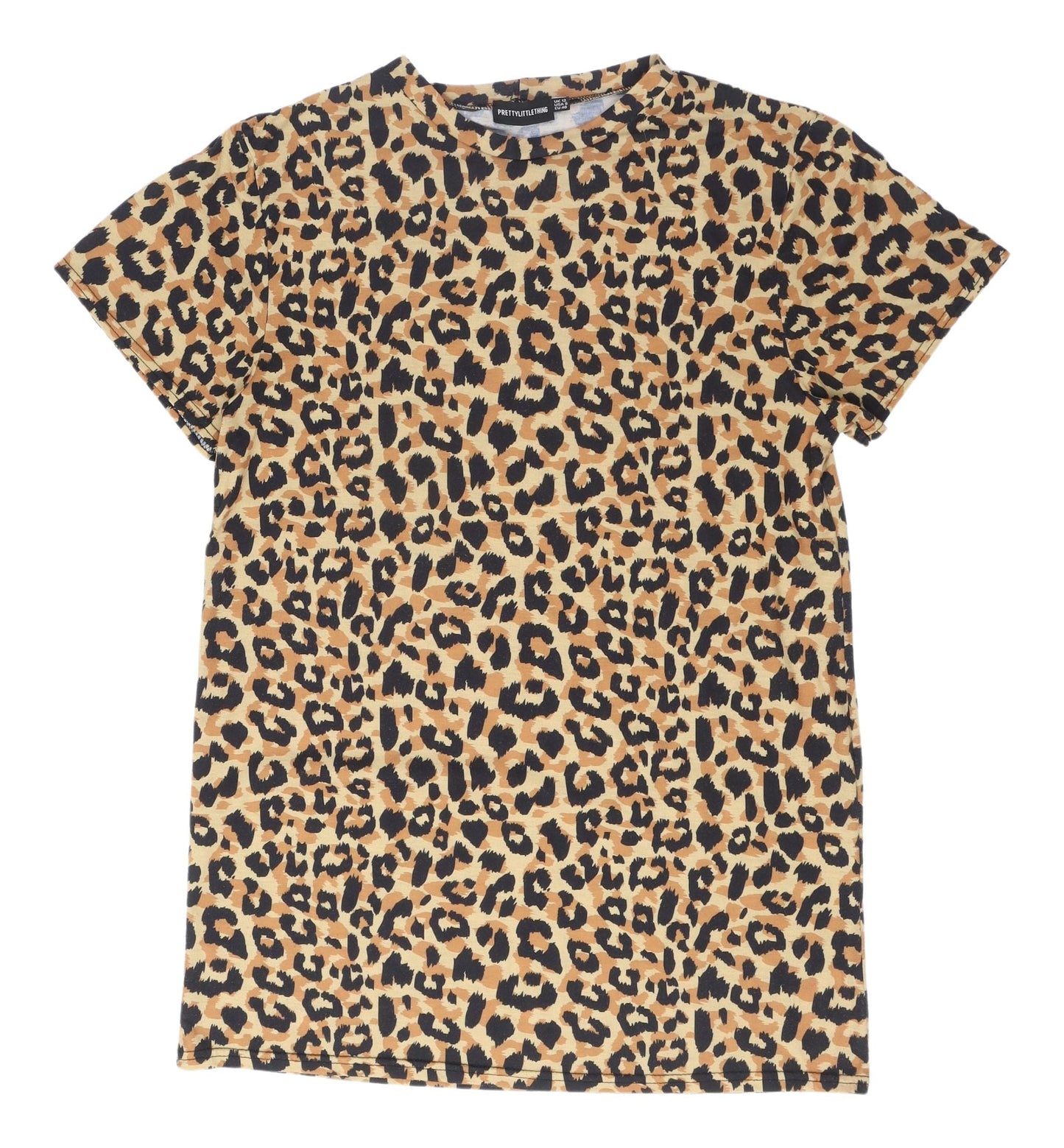 PrettyLittleThing Women's Brown Animal Print T-Shirt Dress