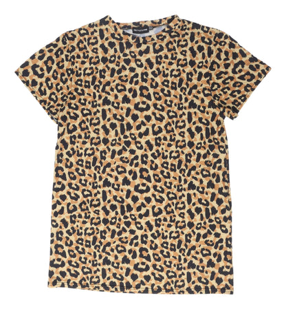 PrettyLittleThing Women's Brown Animal Print T-Shirt Dress