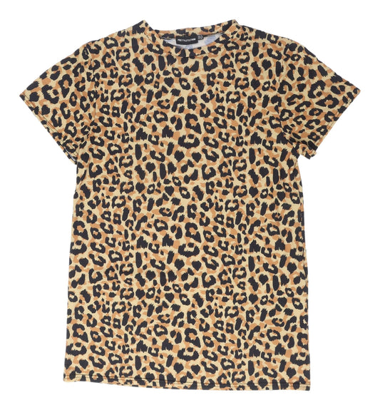 PrettyLittleThing Women's Brown Animal Print T-Shirt Dress