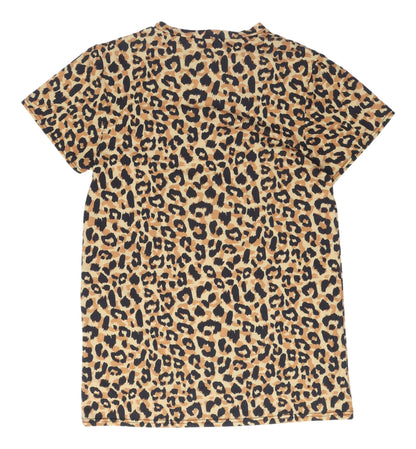 PrettyLittleThing Women's Brown Animal Print T-Shirt Dress